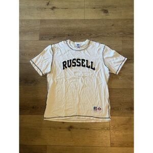 ASAP Worldwide Russell Athletic Fuzzy Logo White T Shirt Short Sleeve Large